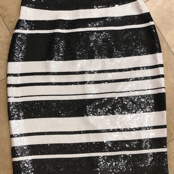Kate Spade black/white striped sequin skirt - Picture 4 of 6
